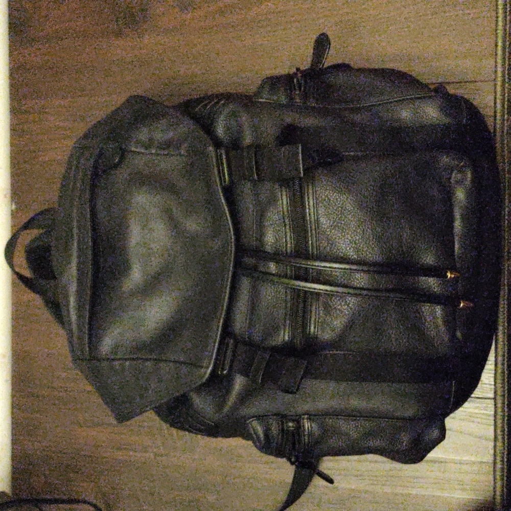Coach Black Leather Unisex Backpack #F71976